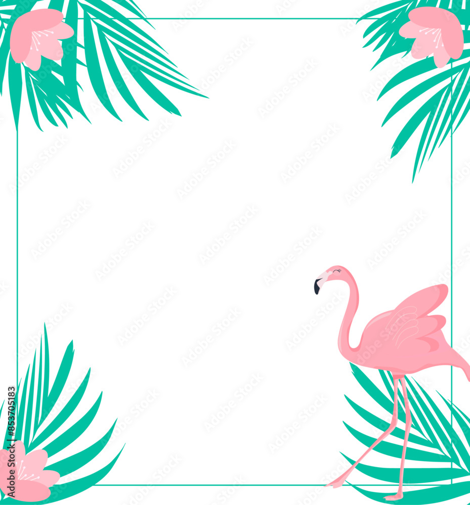 Naklejka premium flamingo card frame invitation party