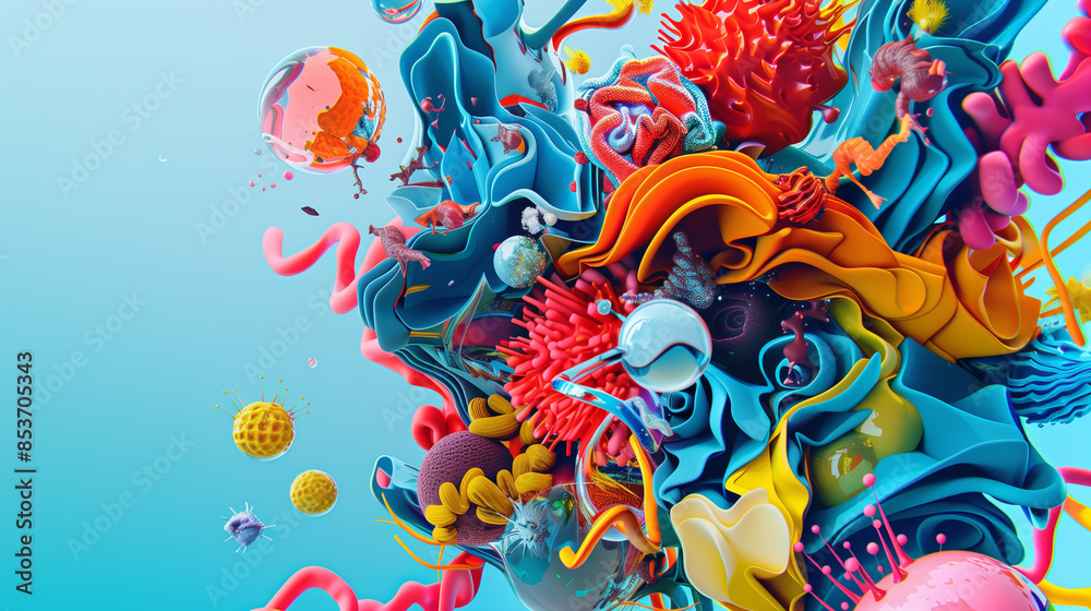 An imaginative artwork where familiar objects dissolve into colorful, abstract shapes, forming a surreal and vibrant composition.