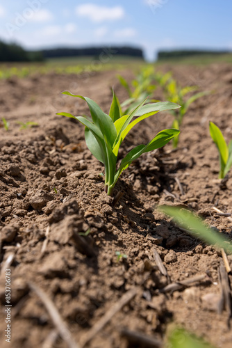 Quadro su tela corn sprouts in sunny spring weather