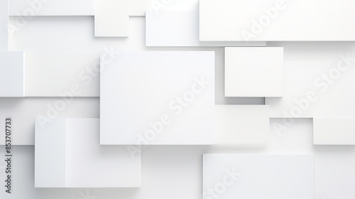 Wallpaper Mural Modern abstract white geometric pattern with 3D overlapping rectangles creating a stylish minimalist background. Torontodigital.ca