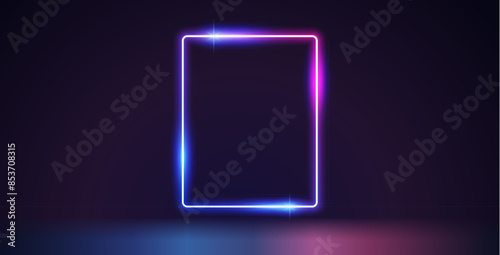 Glowing Neon Colorful Rectangle Frame. Perfect vector clip art for your design.