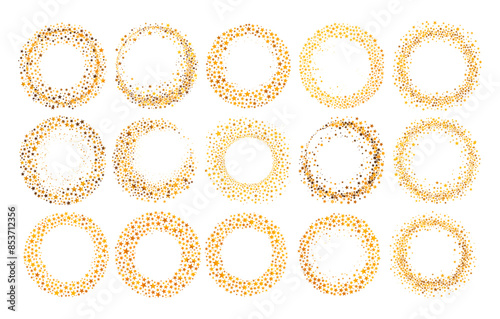 Round star frames cartoon vector set. Circles comet fairy tail ring quasar pulsar bright fragments holiday decorative elements isolated on white background photo