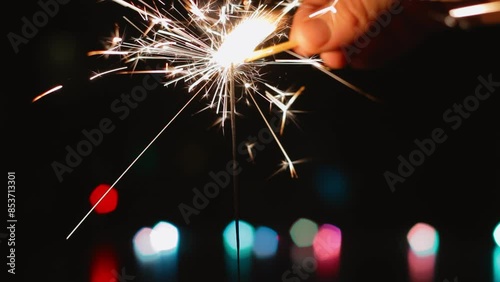 Bengal Light Burning. Glittering sparklers candle burns 