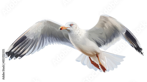 Seagull on white background