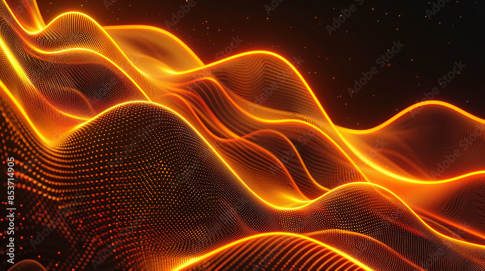 Orange and Bronze Neon Wave Background 