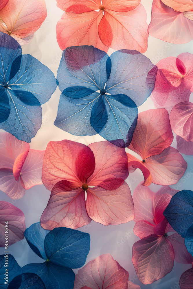 Naklejka premium Elegant abstract pattern with soft pastel shapes scattered across a clean backdrop,