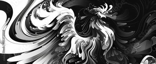 Monochrome Abstract Phoenix, Cartoon