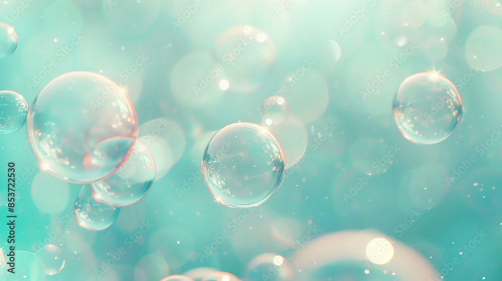 Abstract background of light blue and white with bokeh and bubbles. Abstract background of light blue and white with bokeh and bubbles.