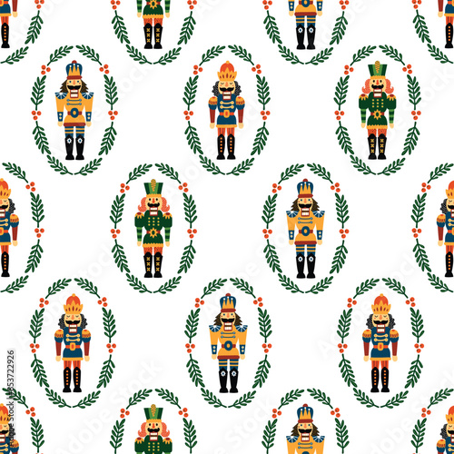 Christmas vector seamless Nutcracker pattern.  Seamless pattern can be used for wallpaper, pattern fills, web page background, surface textures.