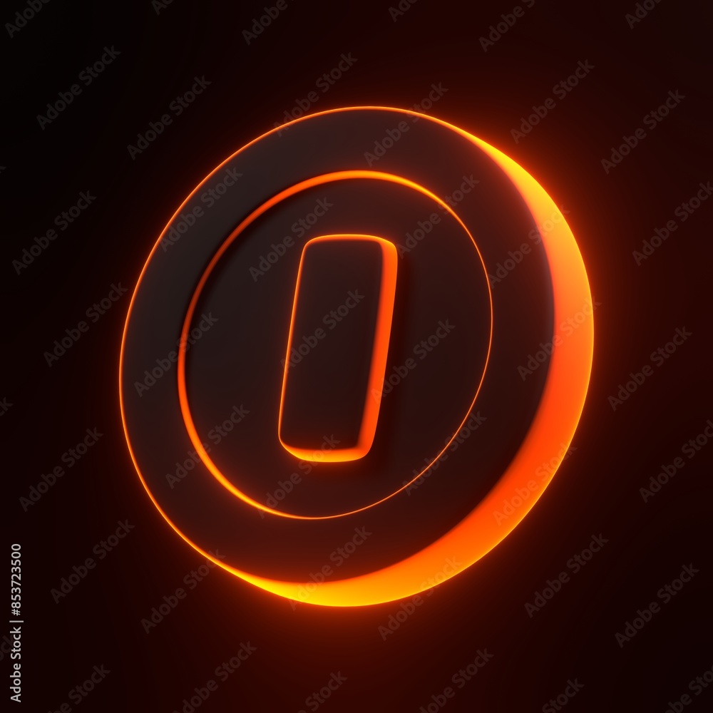 Mario coin with bright glowing futuristic orange neon lights on black background. 3D icon, sign and symbol. Cartoon minimal style. 3D render illustration Mario coin with bright glowing futuristic orange neon lights on black background. 3D icon, sign and symbol. Cartoon minimal style. 3D render illustration