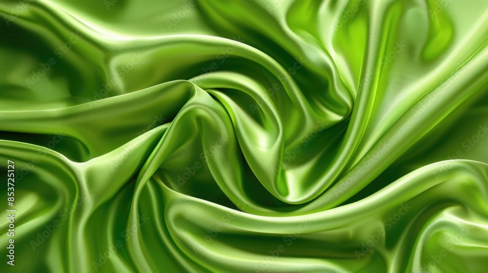 Abstract background with green silk fabric, draped in waves and folds. Abstract background with green silk fabric, draped in waves and folds.