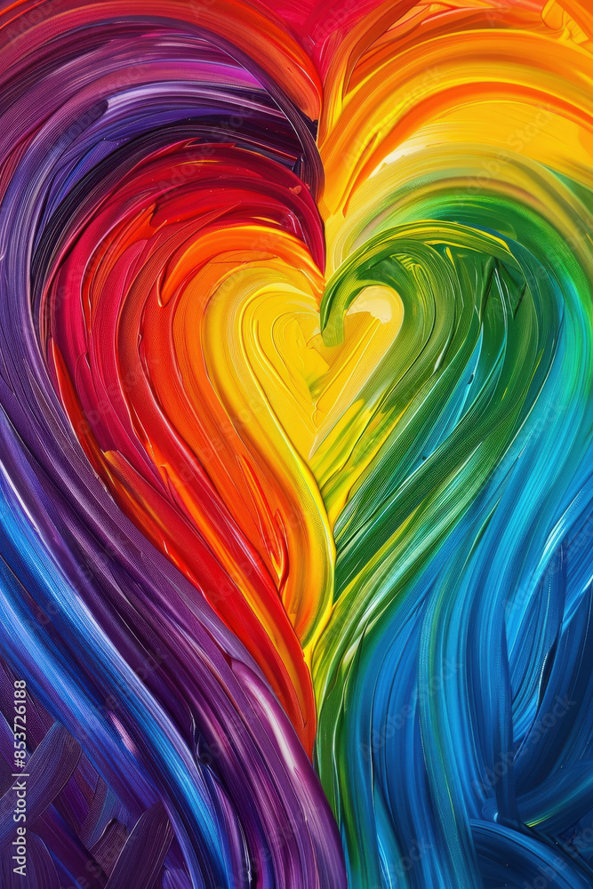 Rainbow Heart Abstract Painting
