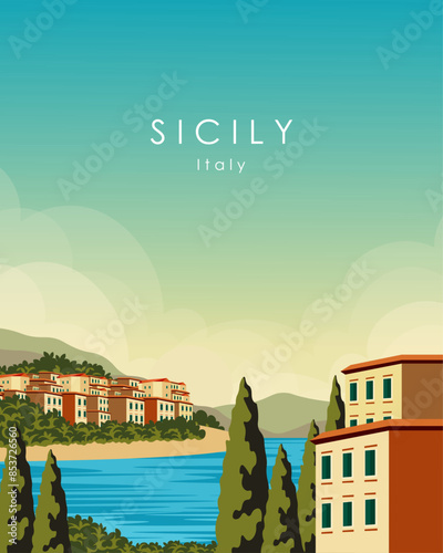 Sicily Italy travel poster