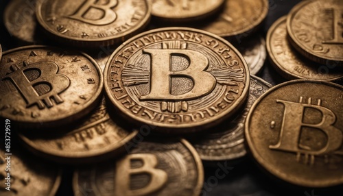 Bitcoins arranged together, highlighting the significance of digital currency in today's economy