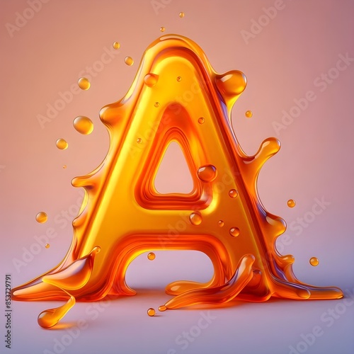 Letter A ancient artifact 3D liquid.