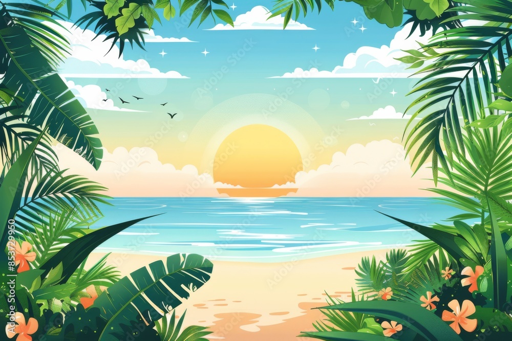 Fototapeta premium Summer Background illustration created with Generative AI