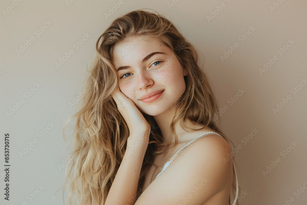 Naklejka premium Smiling Female Models natural beauty 