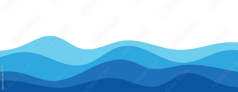 Fototapeta premium Sea waves layer vector background illustration vector. Sea beach vector illustration, banner with space for text. summer sea