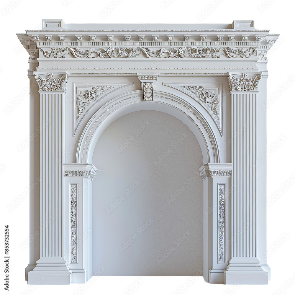 Obraz premium White architectural arch on white background.