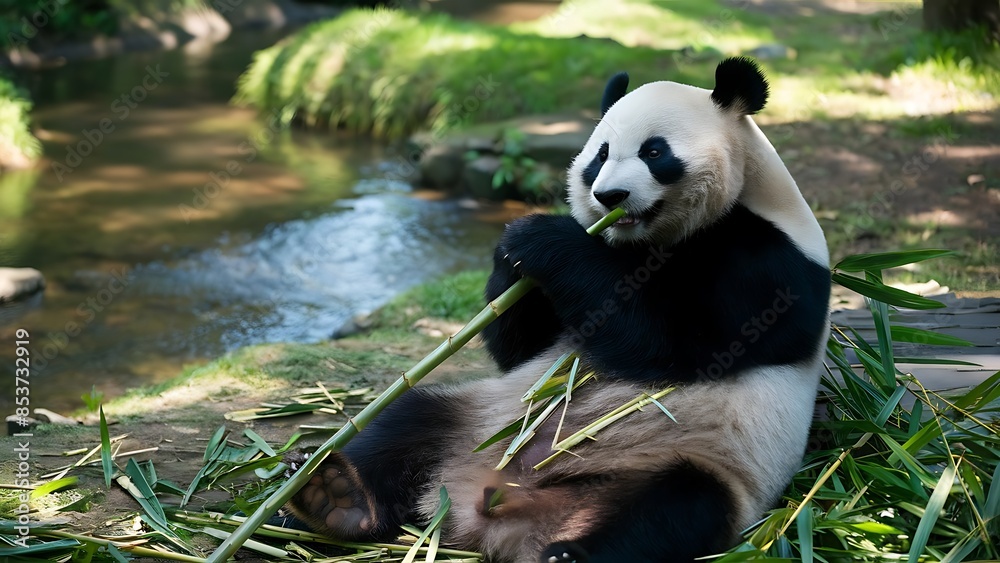 A panda chewing on bamboo (High Quality Wallpaper Wild PhotoGraphy) A panda chewing on bamboo (High Quality Wallpaper Wild PhotoGraphy)