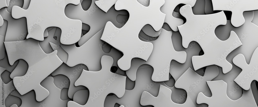 Monochrome Abstract Puzzle Pieces, Cartoon Monochrome Abstract Puzzle Pieces, Cartoon