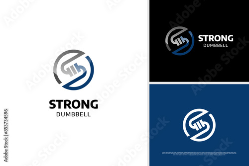 Vector letter S initial strong dumbbell fitness logo design template