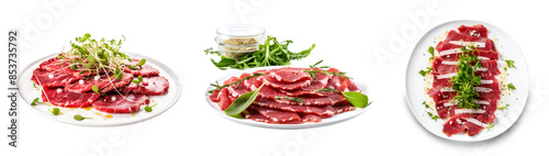 Beef Carpaccio italian appetizer with thinly slice