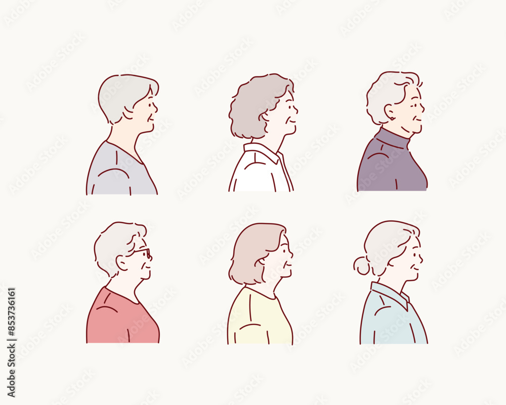 Old people cartoon avatars set.Hand drawn style vector design illustrations. Old people cartoon avatars set.Hand drawn style vector design illustrations.