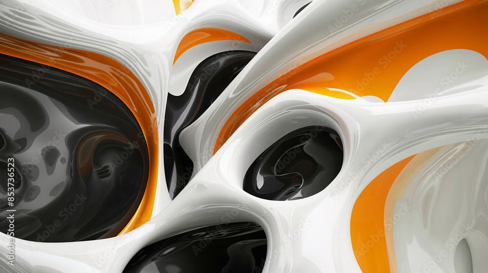 Orange, Black and White Modern digital abstract 3D background Orange, Black and White Modern digital abstract 3D background