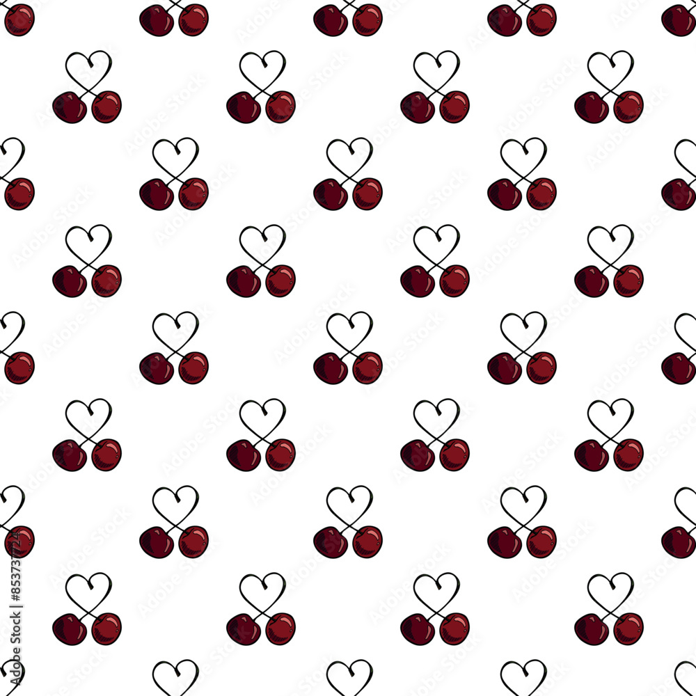 Seamless pattern with cherry doodle for decorative print, wrapping paper, greeting cards, wallpaper and fabric Seamless pattern with cherry doodle for decorative print, wrapping paper, greeting cards, wallpaper and fabric
