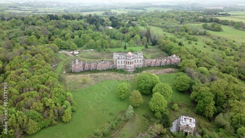 Hamilton Palace, Abandoned Mansion Estate Ruins in Uckfield, UK, Aerial photo