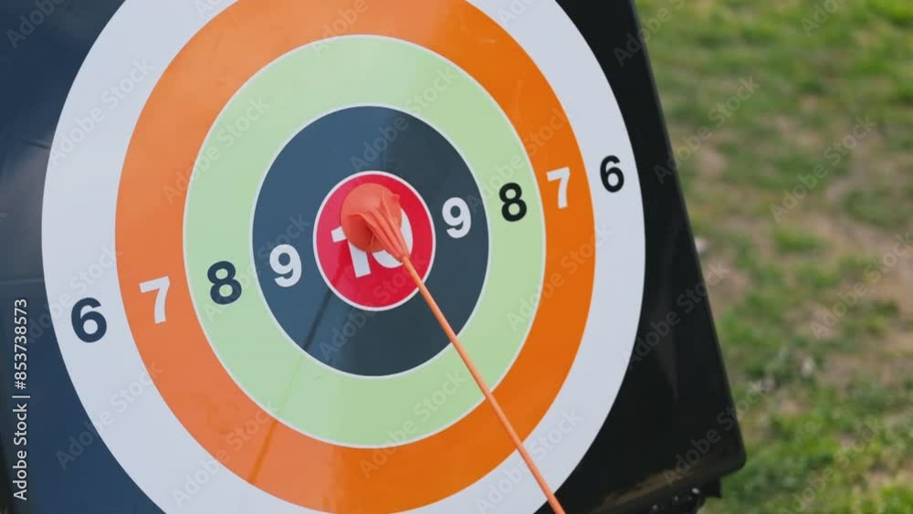 Archery targets. The arrow hits 10. Success target customer online marketing consultants