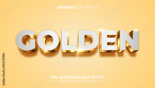 Golden editable vector text style effect. 3d minimalist text effect
