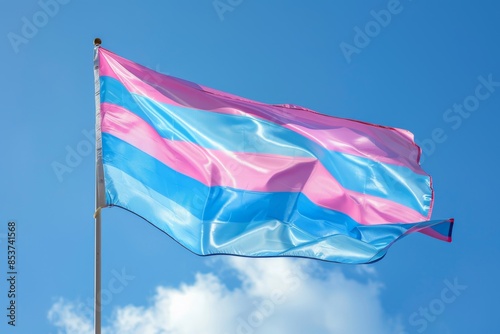 Transgender Pride Flag Waving in the Sky