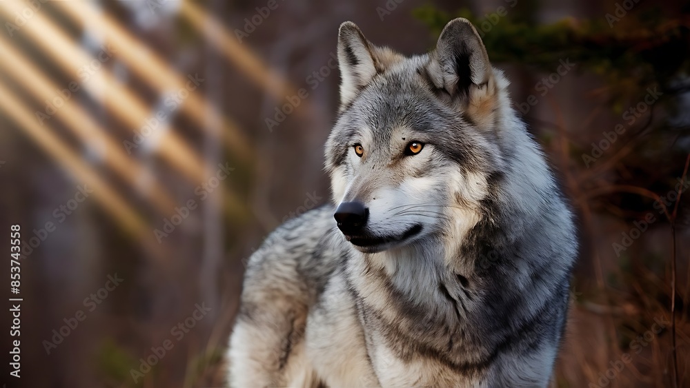 Fototapeta premium Grey Wolf Portrait (High Quality Wallpaper Wild Photography)