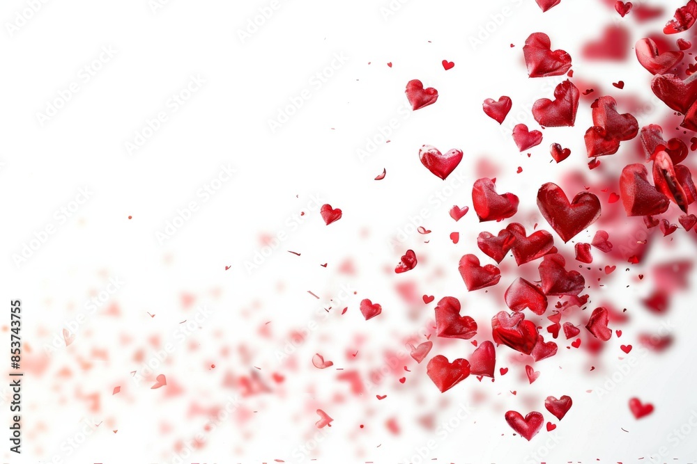 Floating Red Hearts on White Background Floating Red Hearts on White Background