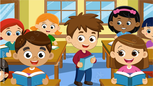 A group of children participating in a Sunday school lesson at church