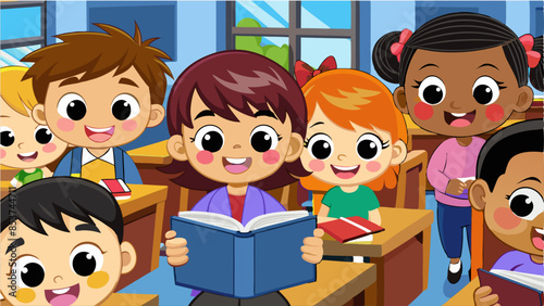 A group of children participating in a Sunday school lesson at church