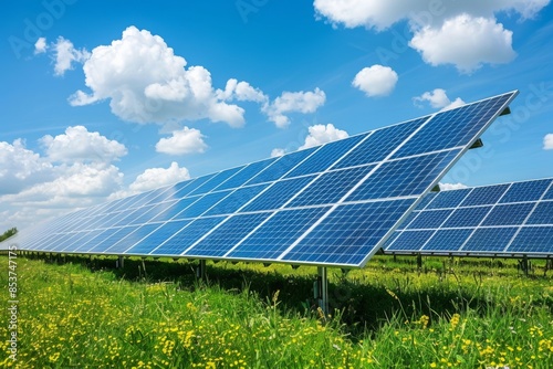 Wallpaper Mural Solar Panels Generating Renewable Energy in a Sunny Field Torontodigital.ca