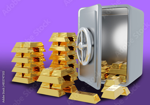 Safe with gold bars. Reserv...