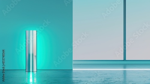 futuristic silver lamps bulbs and decorative lights minimalist style and neon blue sleek silhouette minimalist pose clean white background in clean studio lighting product photography 32k