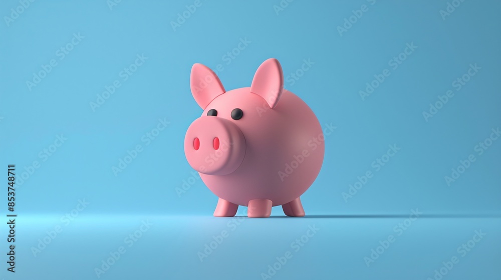 Cute pink piggy bank on a light blue background. Perfect for financial, savings, and investment concepts. 3D Illustration. Cute pink piggy bank on a light blue background. Perfect for financial, savings, and investment concepts. 3D Illustration.