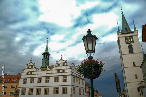 Leitmeritz Litomerice Altstadt historisch Tschechien Laterne photo