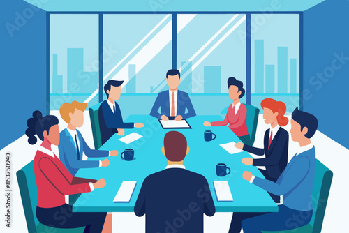 Scene of a business meeting in a conference room
