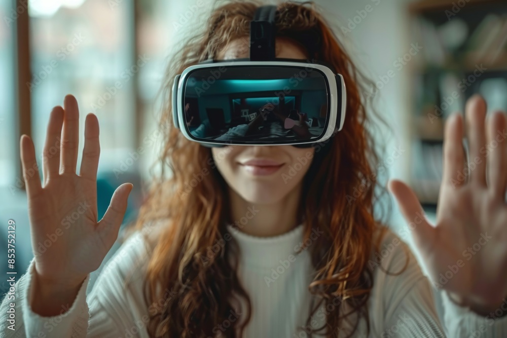 Woman Experiencing Virtual Reality Woman Experiencing Virtual Reality