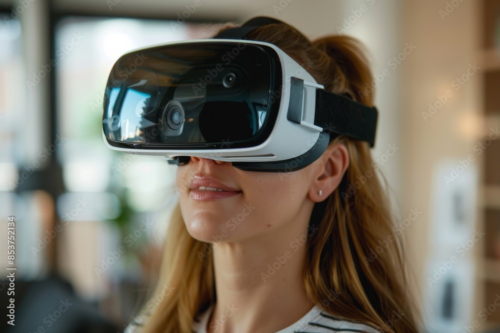 Woman Using VR Headset Woman Using VR Headset