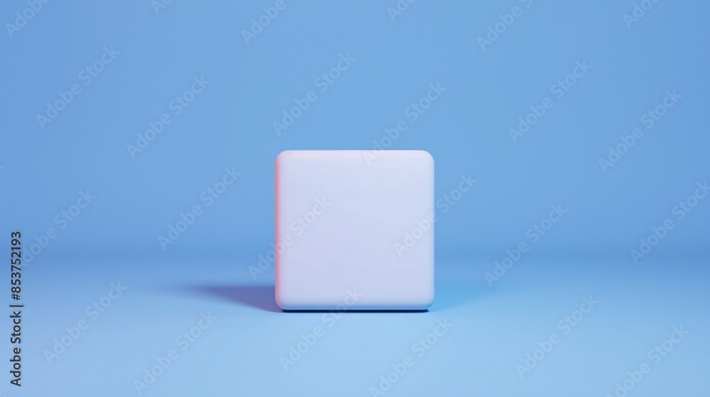 Minimalistic image of a white block against a blue background, showcasing simplicity and modern design in perfect lighting. 3D Illustration. Minimalistic image of a white block against a blue background, showcasing simplicity and modern design in perfect lighting. 3D Illustration.