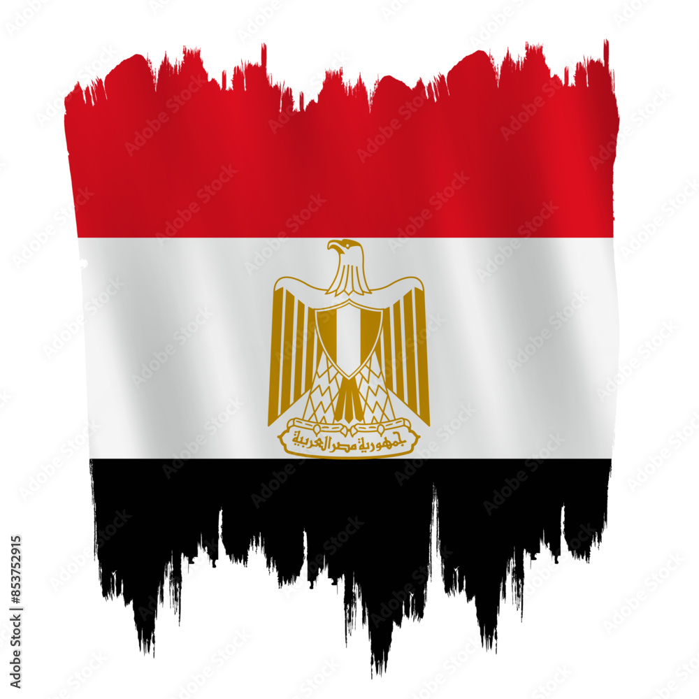 Egypt flag on brush paint stroke.