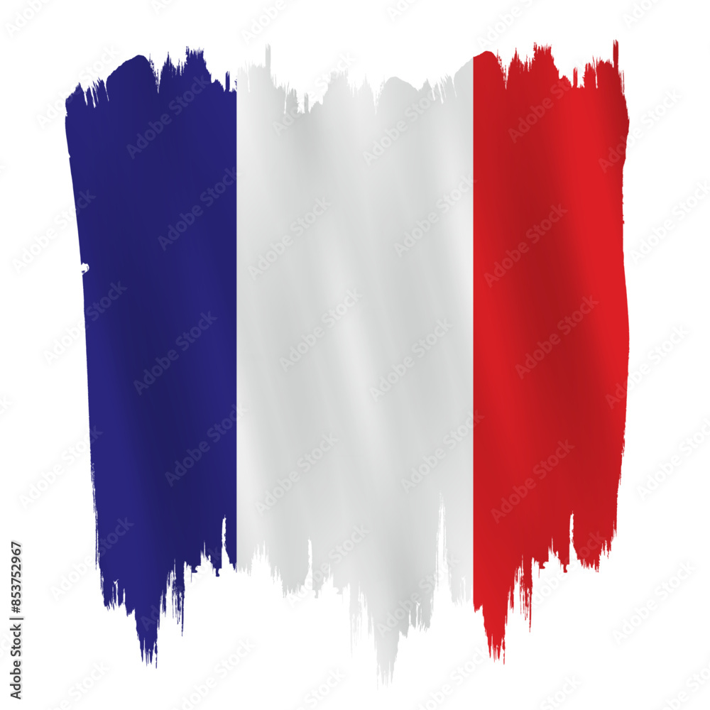 France flag on brush paint stroke.