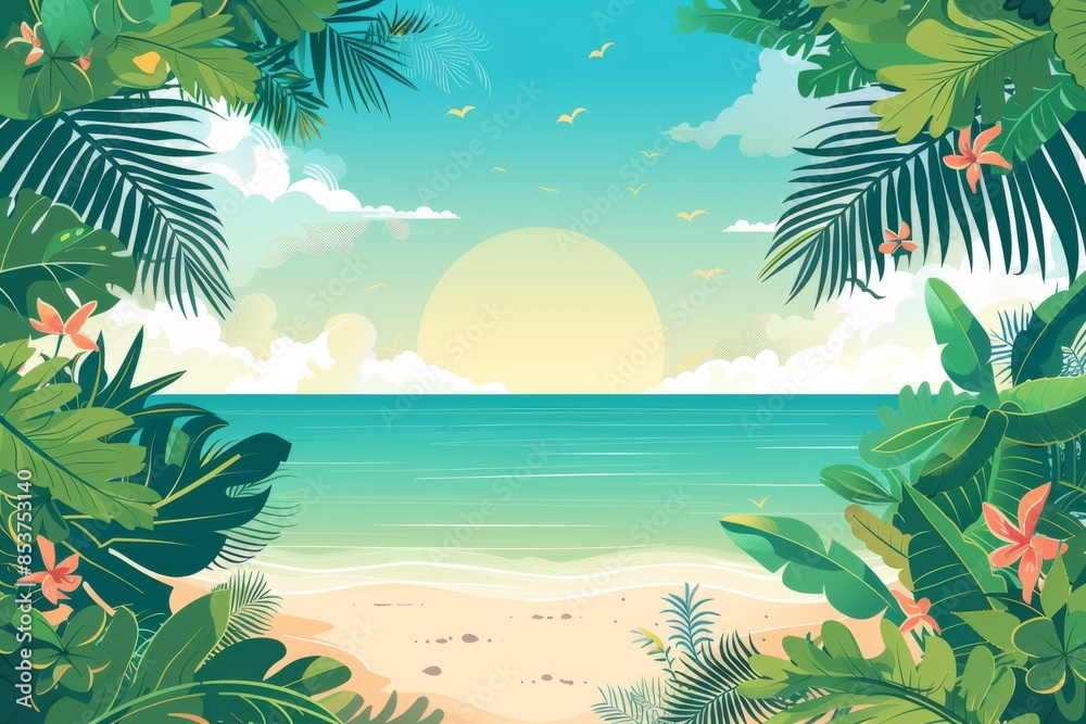 Fototapeta premium Summer Background illustration created with Generative AI